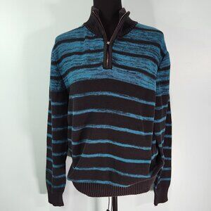 Carbon Men's Sweater, Quarter Zip Pullover, Sz Large Teal/Black